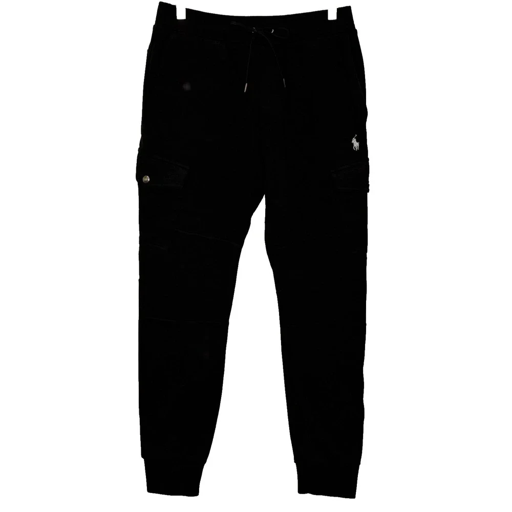 Polo Ralph Lauren Aviator Joggers Mens Sz Small Black Cargo Pockets Double Knit